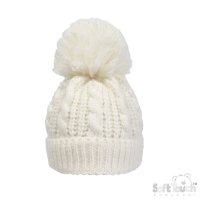 H16-C: Cream Cable Knit Hat (0-12M)